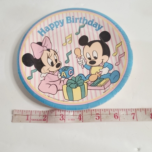 Deadstock Vintage 90s Disney Baby Mickey Minnie Happy Birthday Plates - Picture 3 of 7